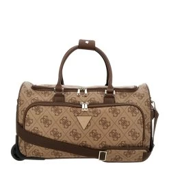 Guess Berta Wheeled Duffel Latte Logo/brown