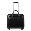 Piquadro Black Square Briefcase With Wheels 2 Compartments Black
