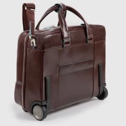 Piquadro Black Square Briefcase With Wheels 2 Compartments Black -Mode Tassen Winkel image 1774