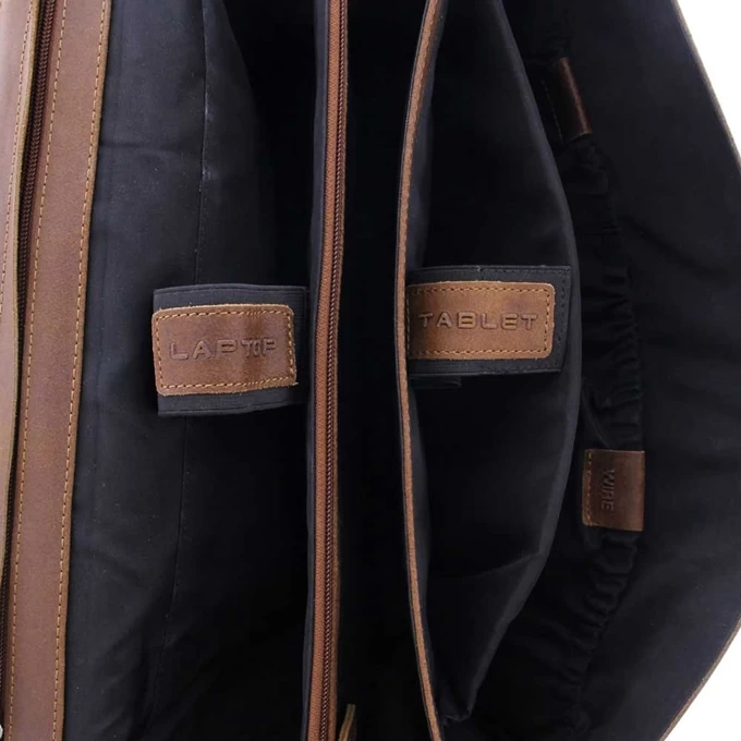 Plevier Vintage Oxford Laptoptas 3 Vaks 15.6" Donkerbruin 5 Plevier Vintage Oxford Laptoptas 3 Vaks 15.6" Donkerbruin - Image 5