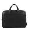 Piquadro Black Square Portfolio Computer Briefcase With IPad Compartment Black