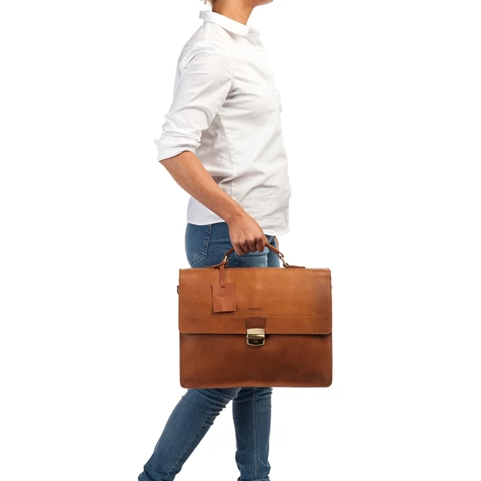 Burkely Vintage Dean Briefcase Cognac 2 Burkely Vintage Dean Briefcase Cognac - Image 2
