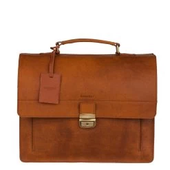 Burkely Scott Vintage Briefcase 2 Compartment Cognac