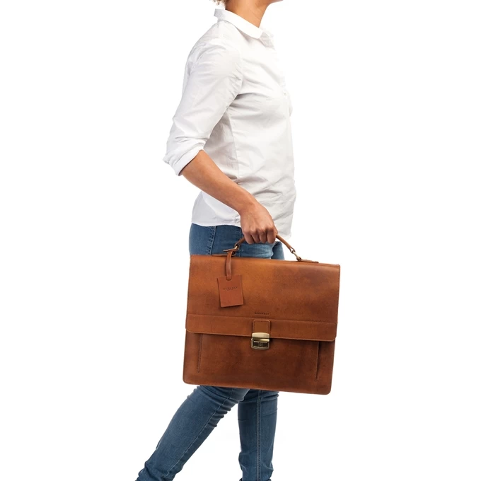 Burkely Scott Vintage Briefcase 2 Compartment Cognac 2 Burkely Scott Vintage Briefcase 2 Compartment Cognac - Image 2