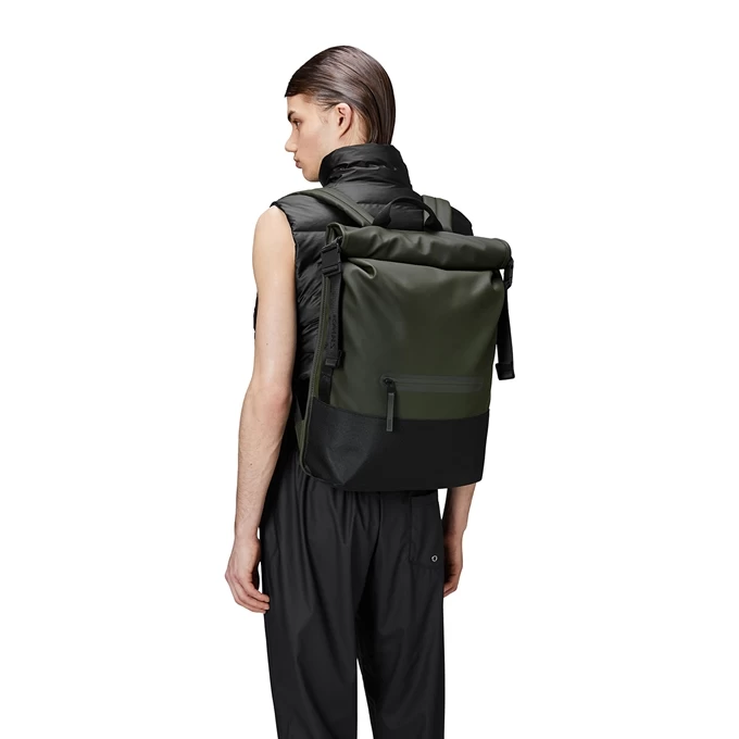 Rains Trail Rolltop Backpack W3 Green 3 Rains Trail Rolltop Backpack W3 Green - Image 3